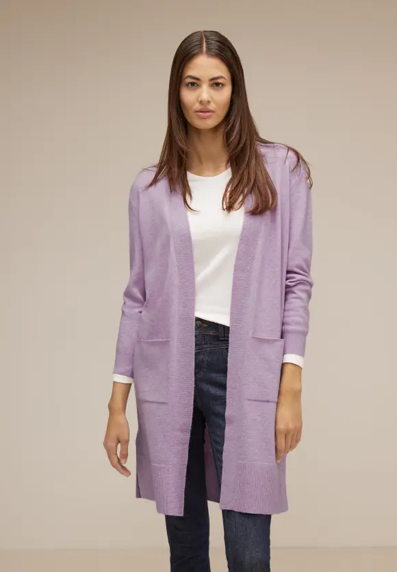 Offener Long Cardigan - soft pure lilac melange