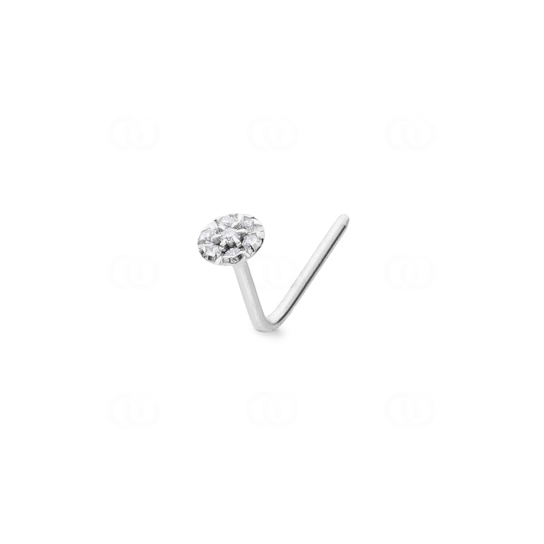 Nasenstecker Winkel 750/18 K Weissgold mit Diamanten 0.02ct H/Si