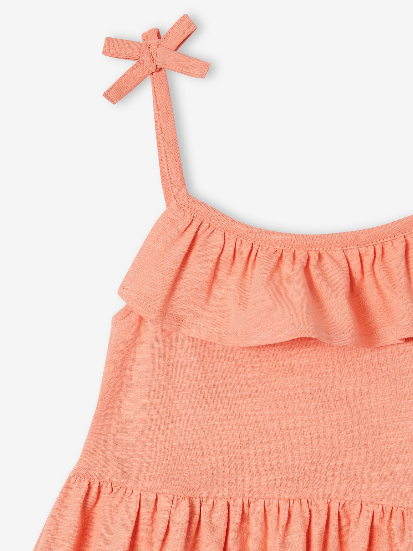 Conjunto com 2 vestidos de alças, 1 estampado + 1 liso, para meninas, azul médio, bicolor/multicolorido.