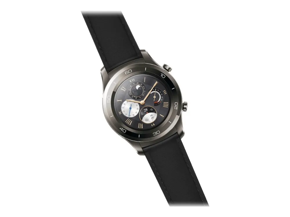 [OUTLET] - Huawei Watch 2 Classic - 45 mm - titaniumgrå - smart ur med rem - læder - håndledsstørrelse: 140-210 mm - display 1.2