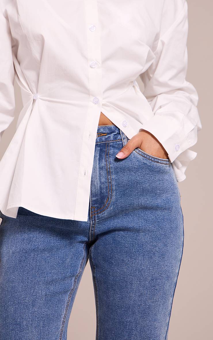 Mid Blue Wash Jean Bootcut En Denim Taille Haute Petite
