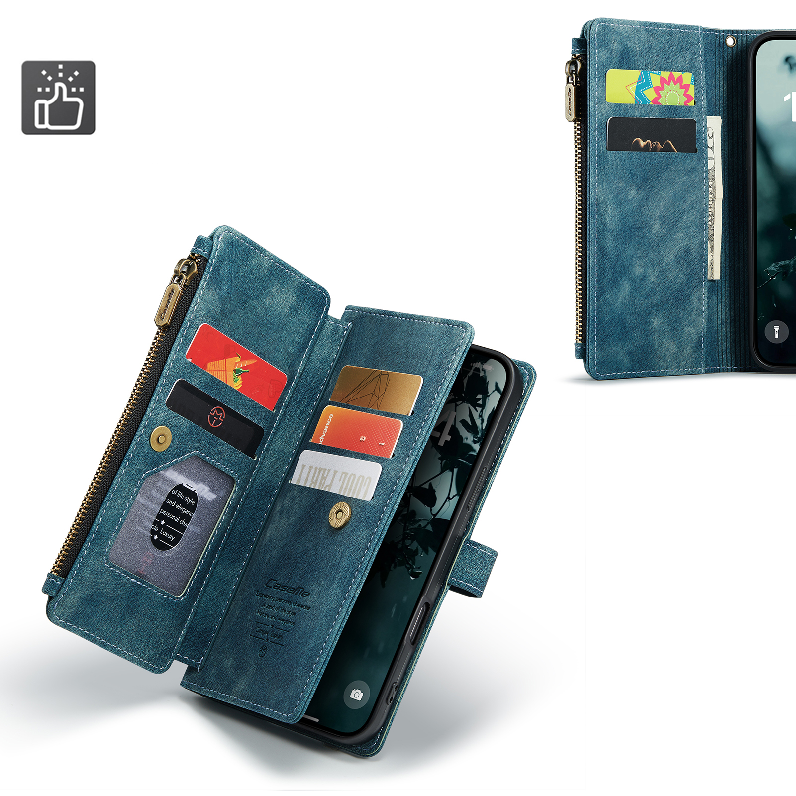 iPhone 17 2in1 Leder Tasche Karten Etui - Blau