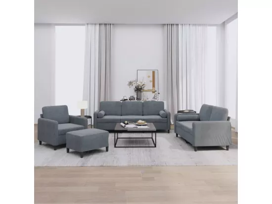 Ensemble de canapés 4 pcs avec coussins gris foncé velours