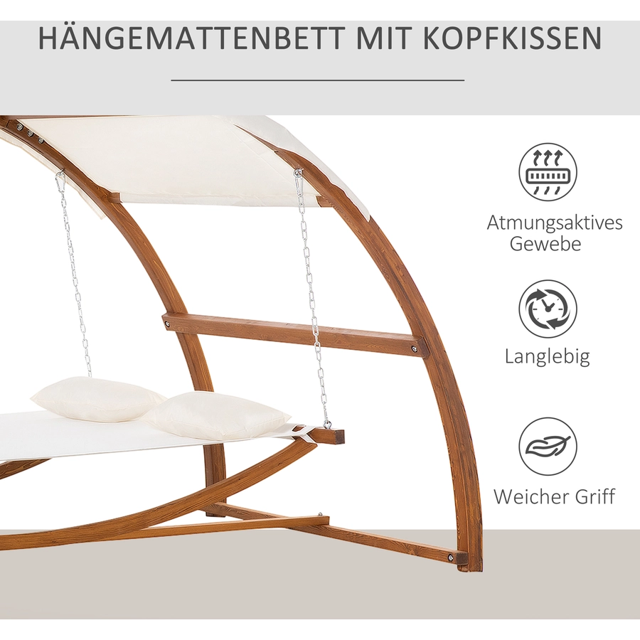 Outsunny Hängematte mit Holz Gestell und Sonnendach bunt