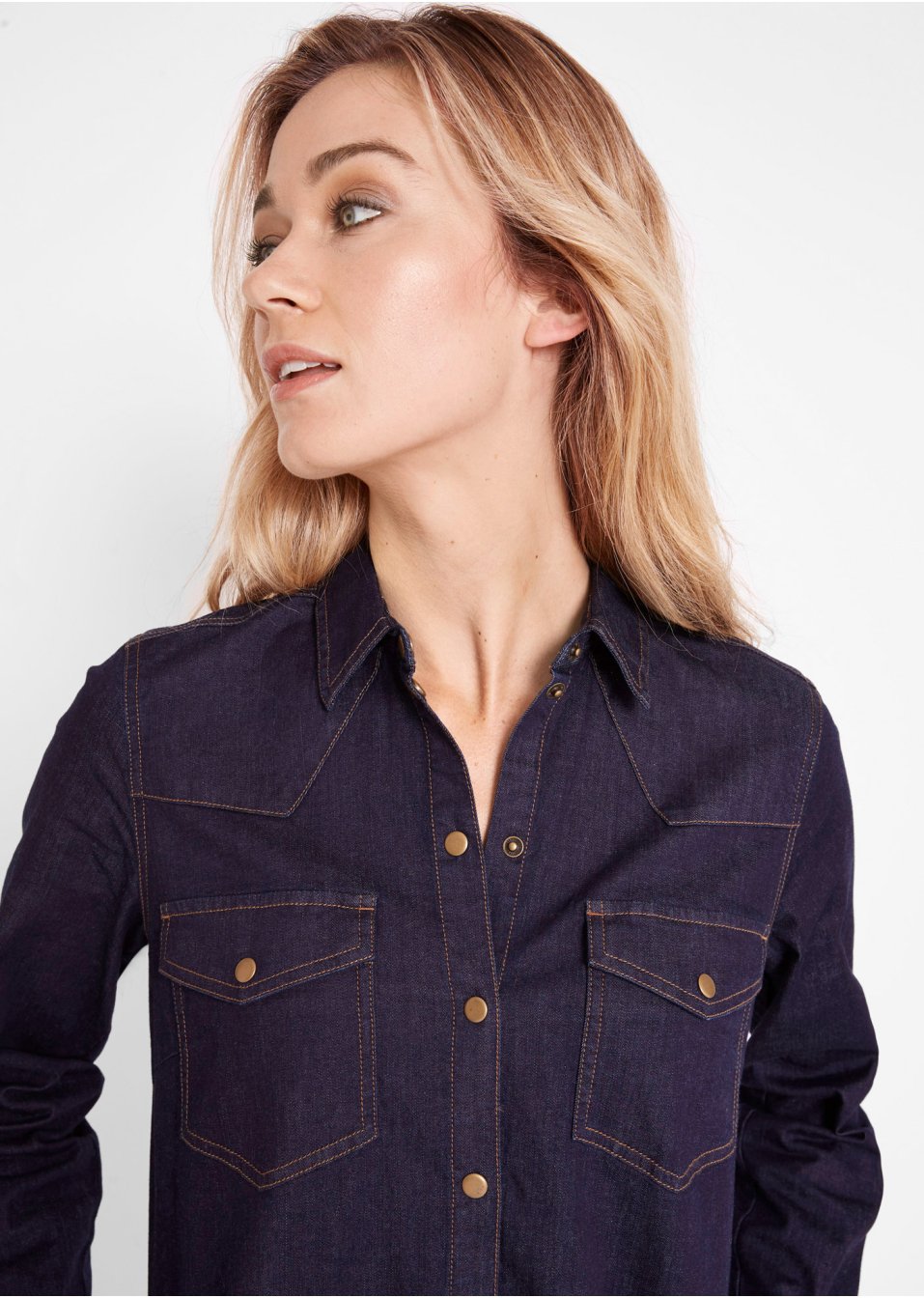 Robe en jean avec élasthanne, manches longues