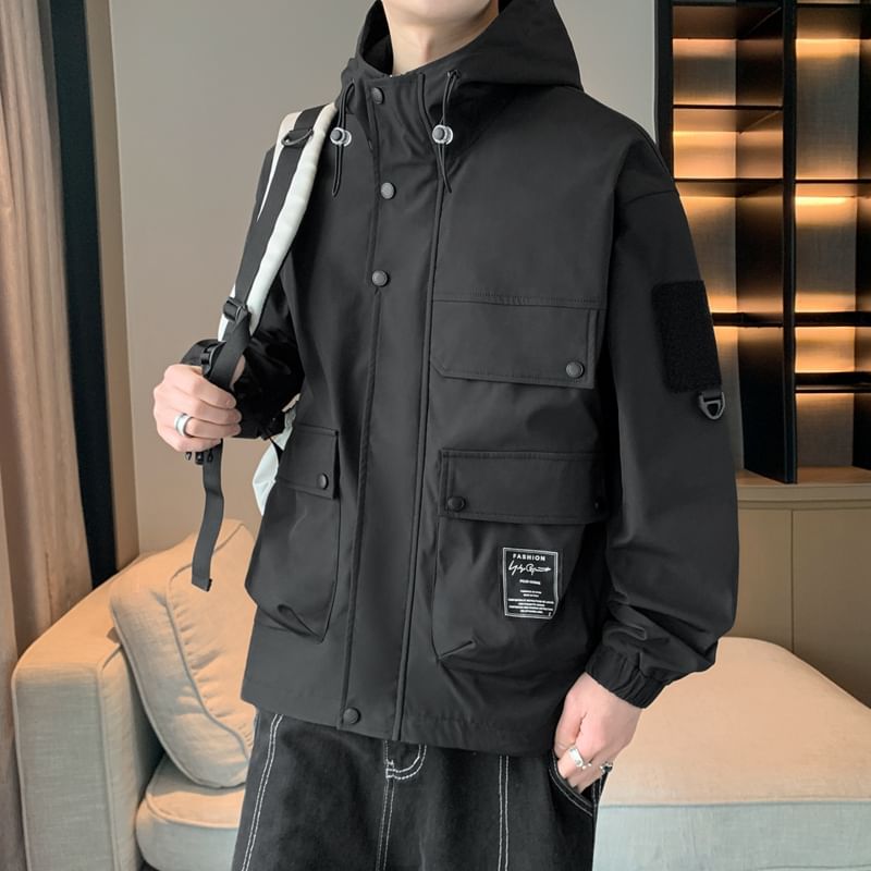 Bay Go Mall - Effen appliqué parka met capuchon
