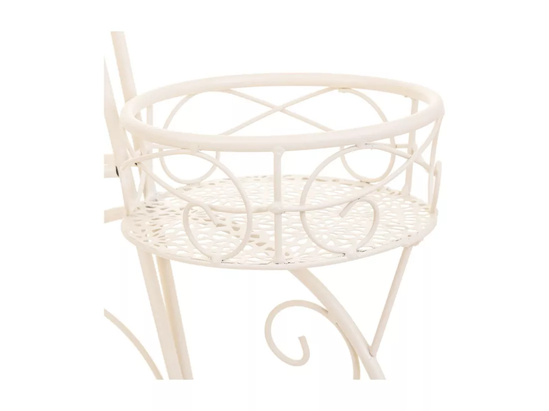 Vélo pour 3 pots en fer forgé blanc 72x25x45h cm
