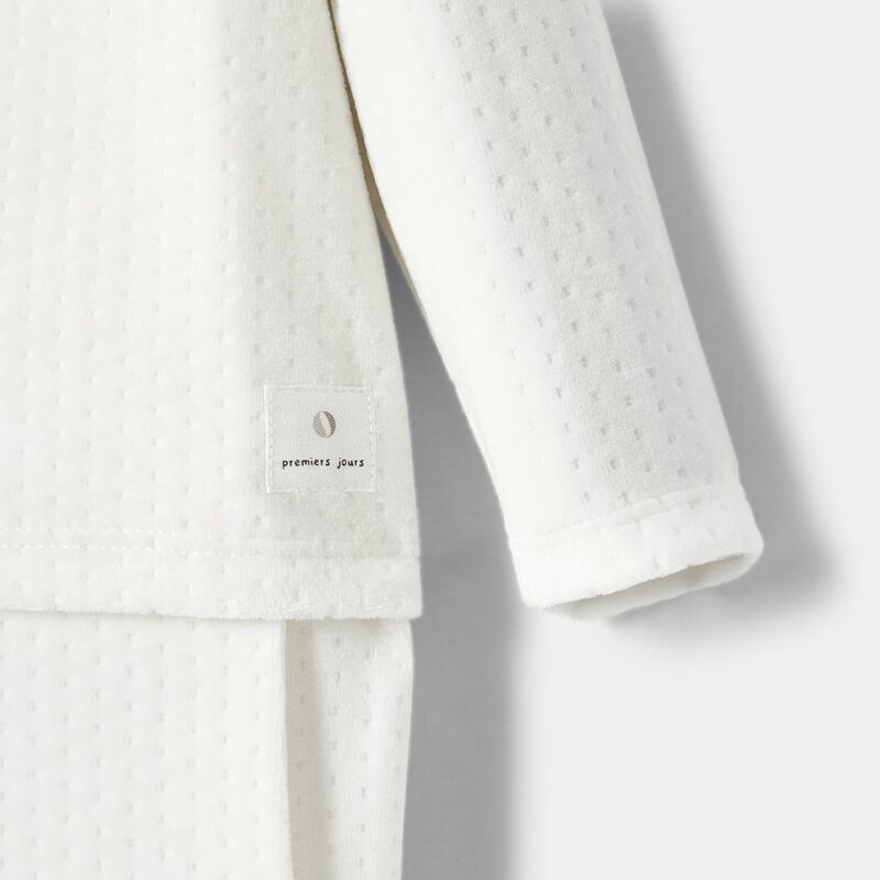Pyjama cache-cœur en velours blanc naissance Absorba