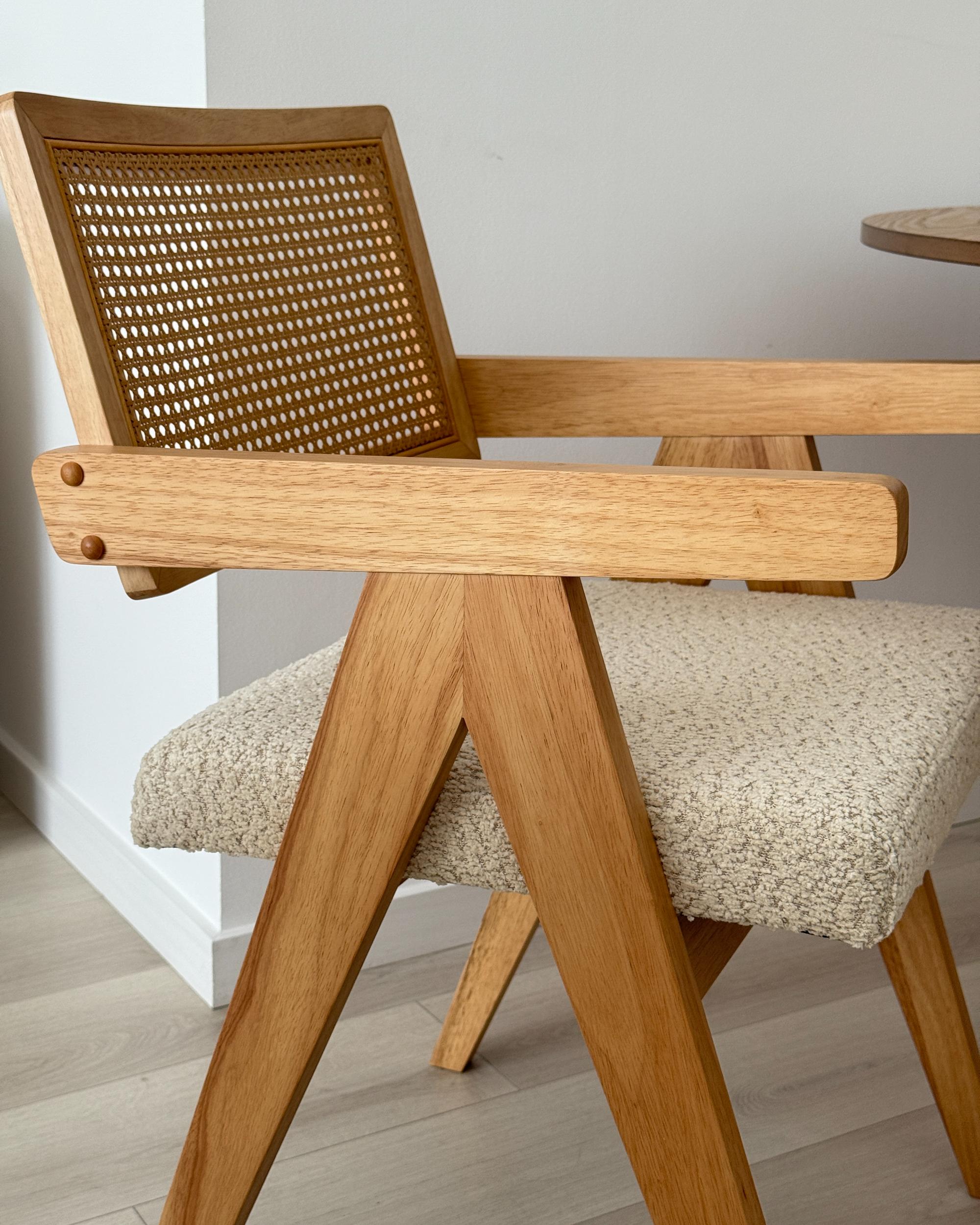 Set van 2 eetkamerstoelen AVA Hout Lichtbruin/beige