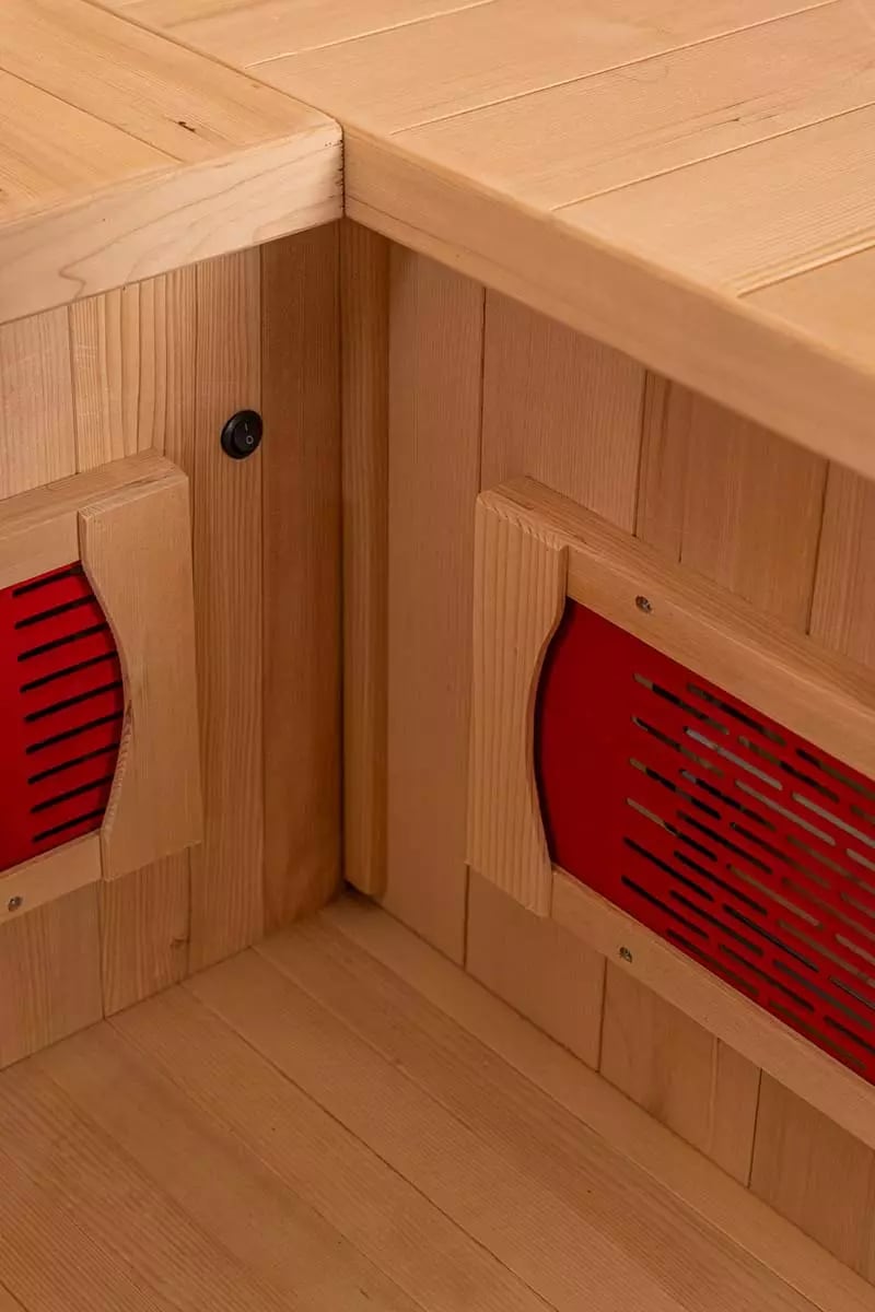 PureHaven Infrarotkabine 150x150x60x120x60 cm aus Hemlock Holz - versch. Ausführungen