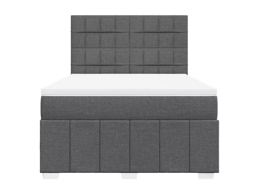 Sommier à lattes de lit avec matelas Gris foncé 160x200cm Tissu
