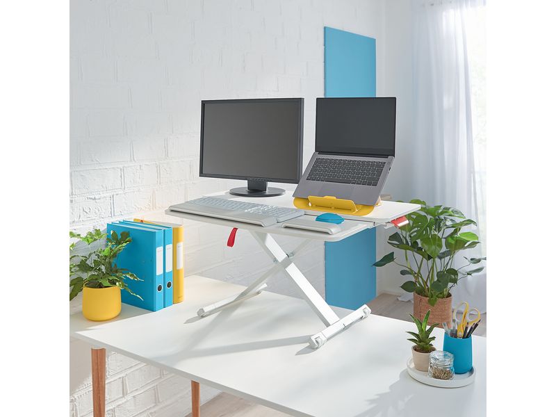Leitz Ergo Cosy Höhenverstellbarer Schreibtischaufsatz Leitz Ergo Cosy Höhenverstellbarer Sitz-/Steh-Schreibtischaufsatz mit ausziehbarer Tastaturablage