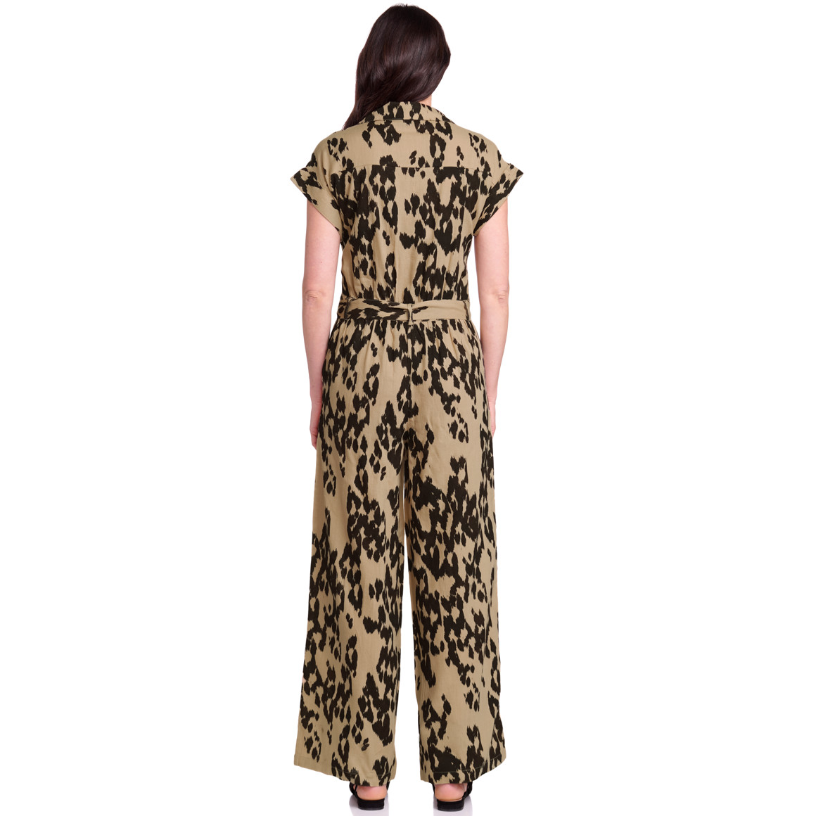 Gina Benotti Damen Leinen-Jumpsuit im Leo-Look beige / dunkelbraun