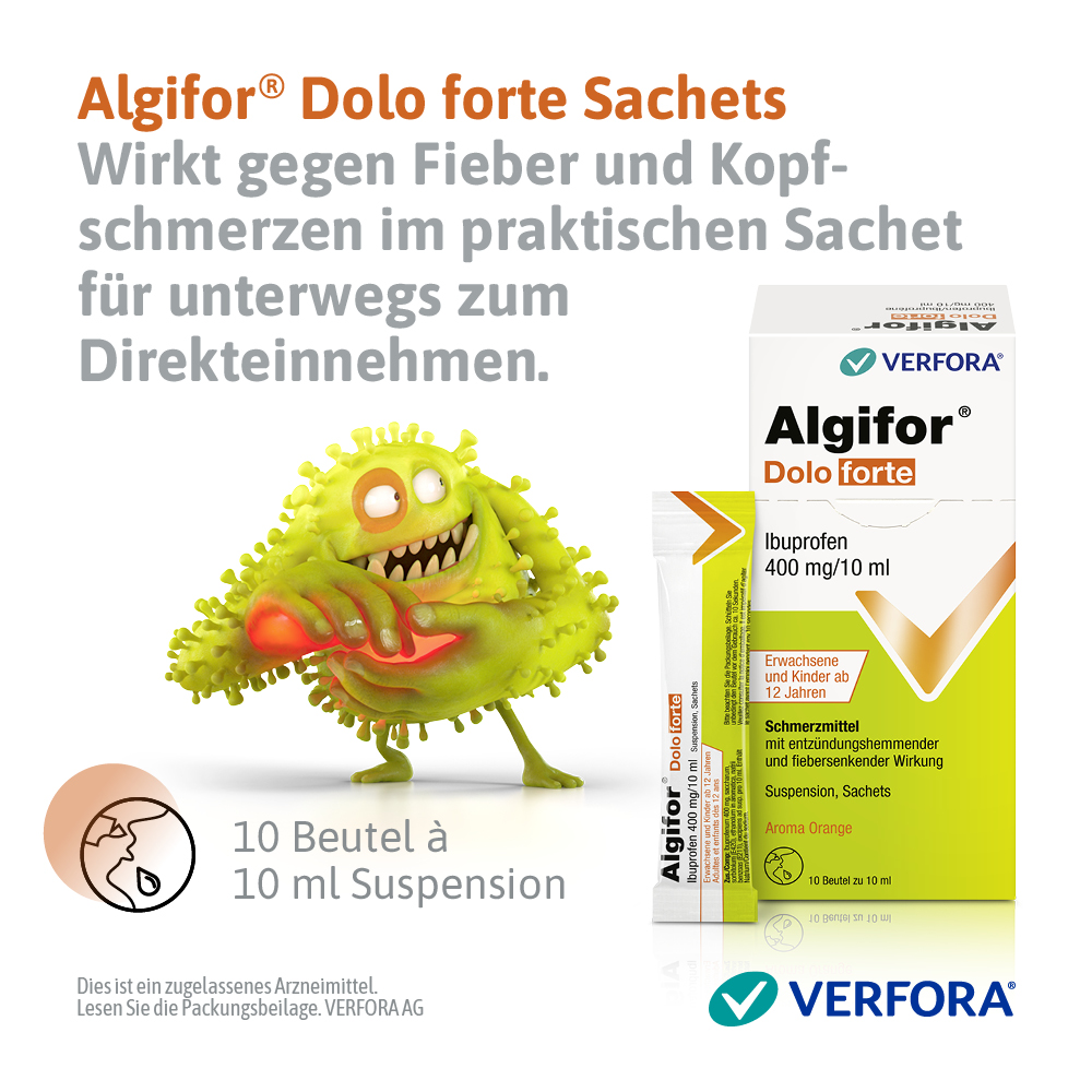 ALGIFOR Dolo forte 400 mg/10ml<br>10 Stück, Beutel, Suspension zum Einnehmen