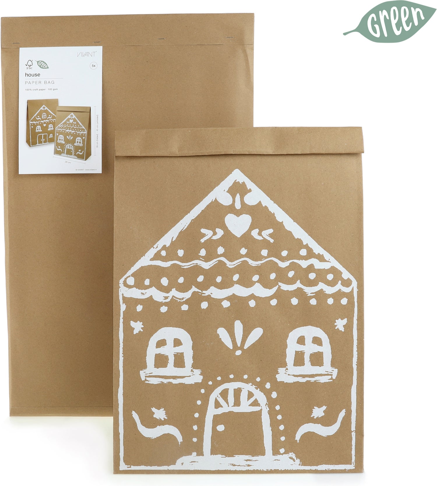 Vivant kadotas House Kraft bruin 45 x 28 x 12 cm