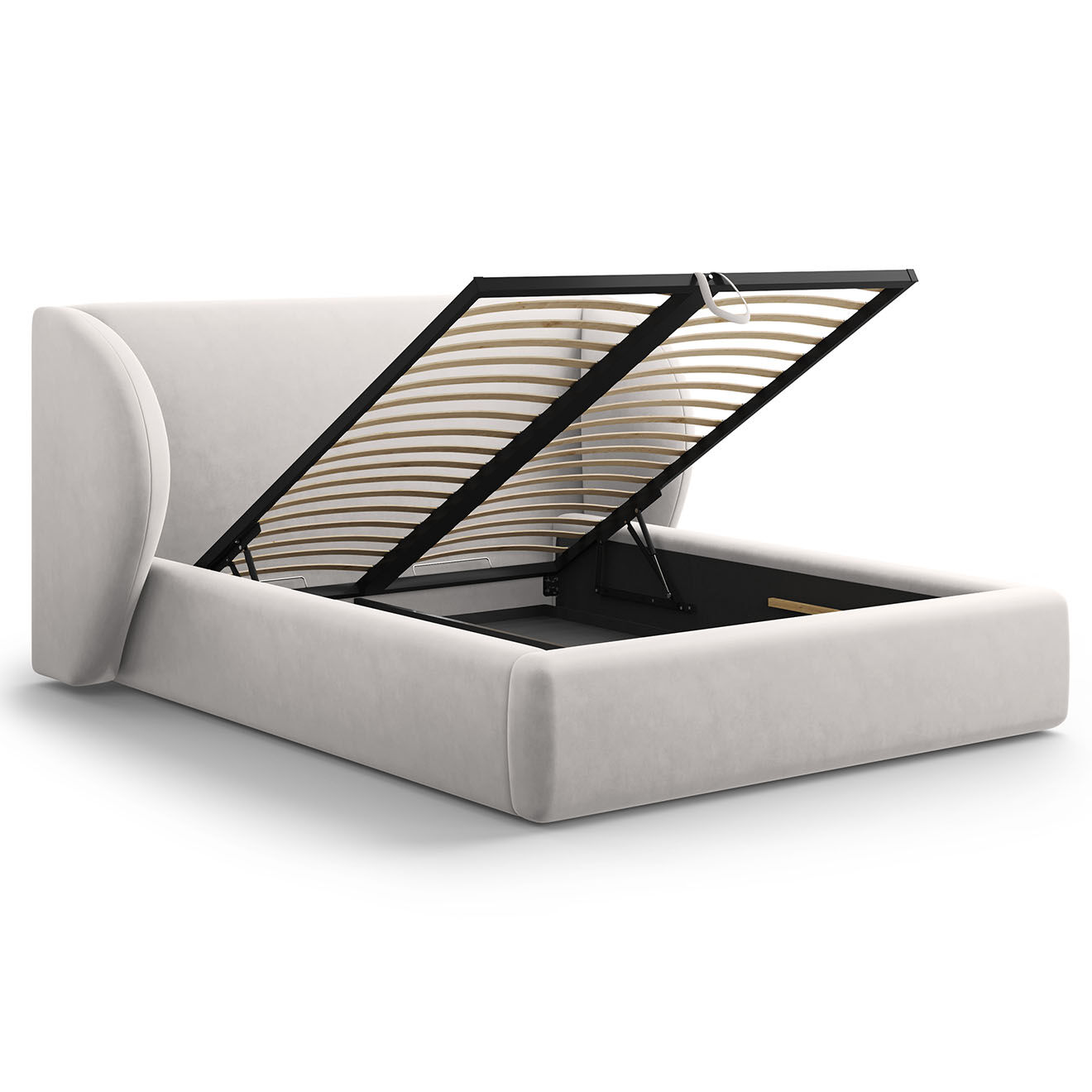 Micadoni Lit Coffre en Velours avec Tête de Lit Miley argenté - 230x207x100 cm