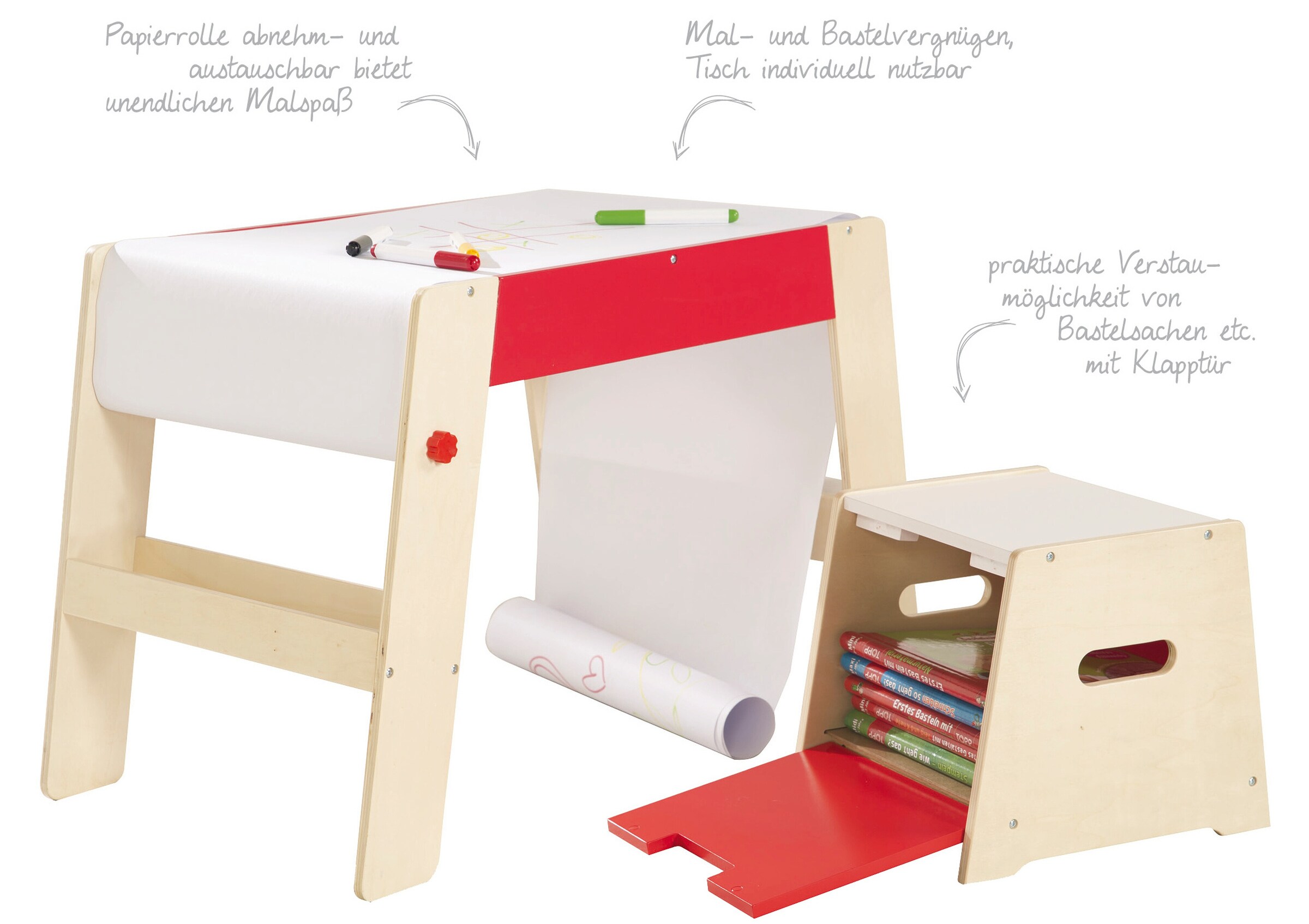 roba Maltisch/Hocker-Kombination inkl. Papierrolle