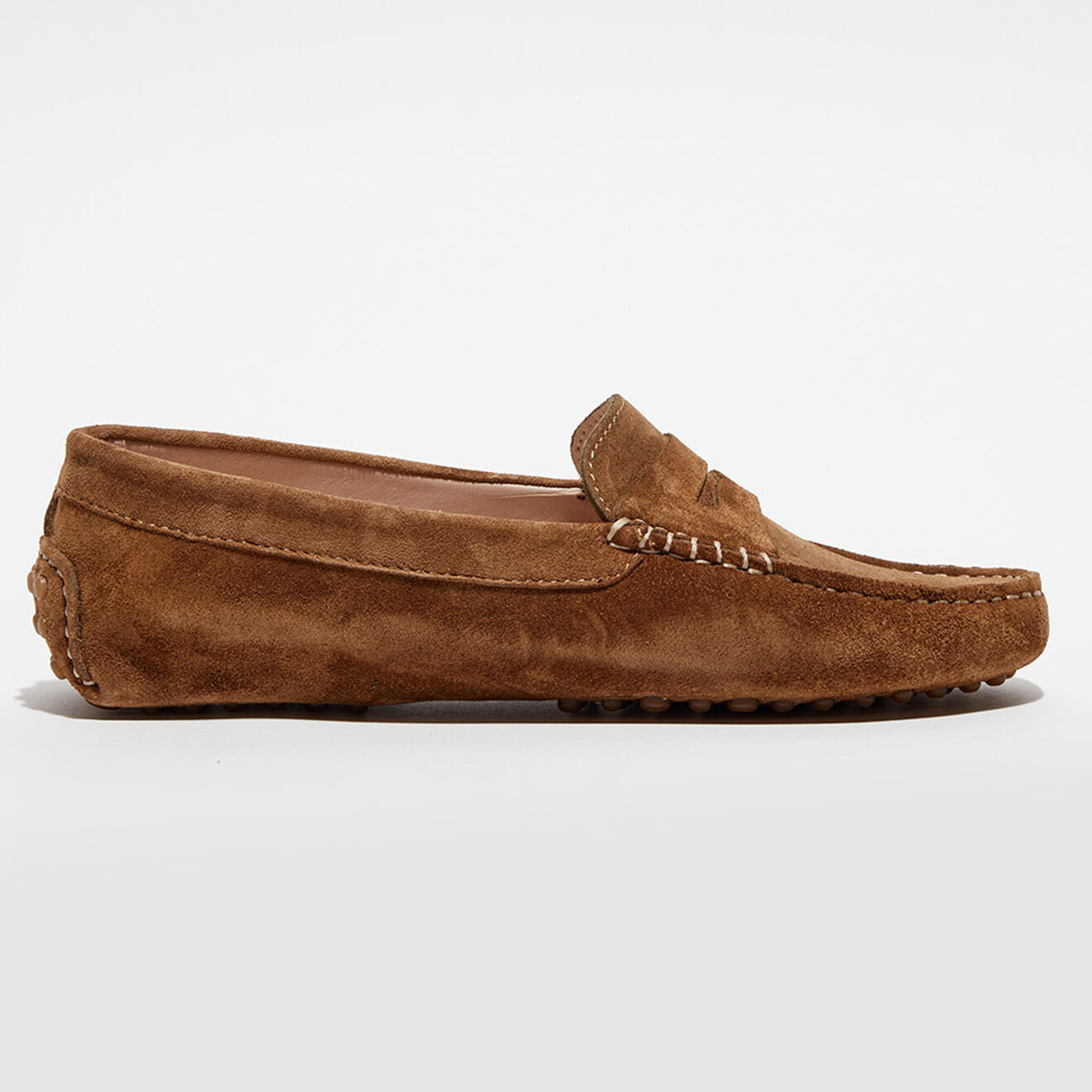 Loafers Mocassins en Velours de Cuir Jade camel