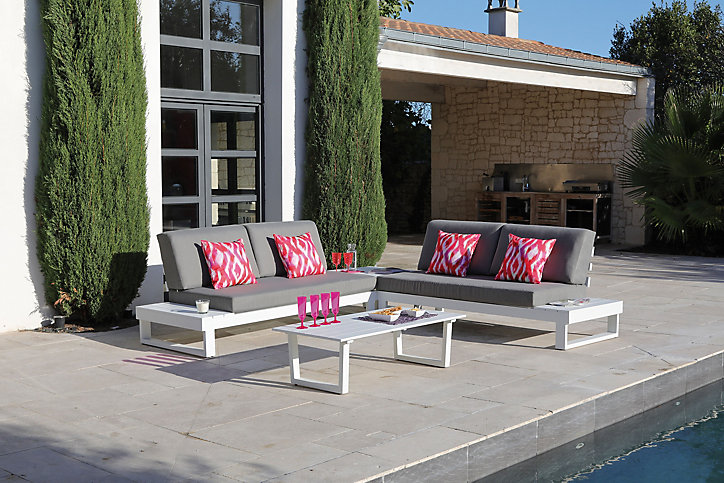 Salon de jardin bas Proloisirs Staten aluminium blanc