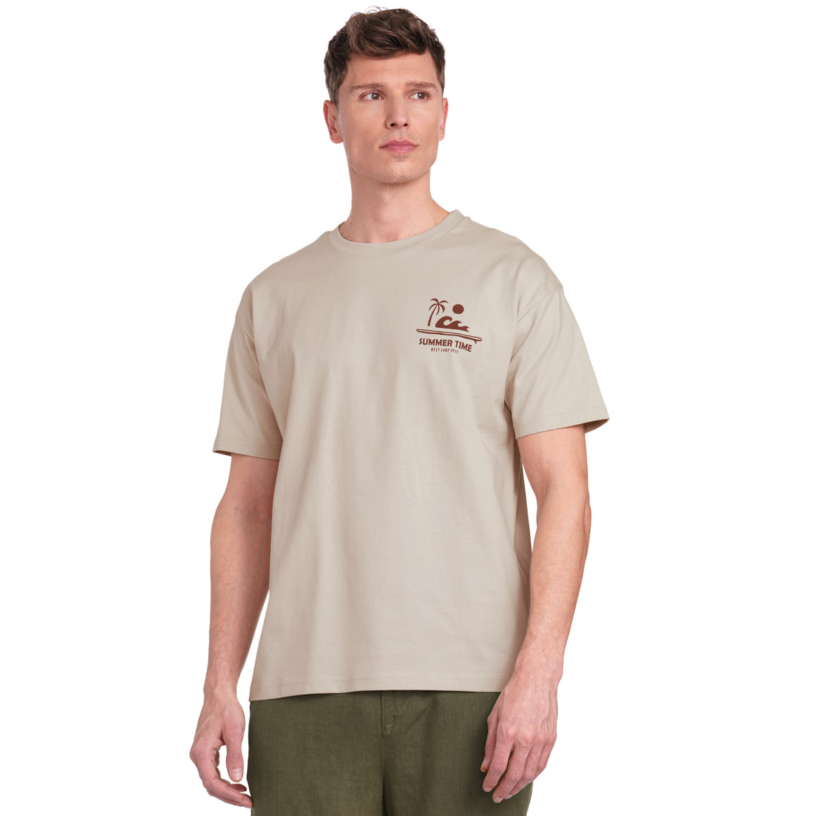 Jonas Nielsen Herren T-Shirt mit Backprint beige