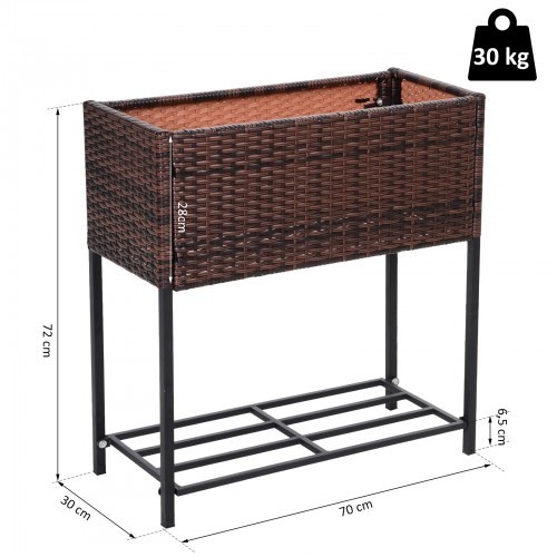 Vaso retangular Outsunny para varanda, marrom