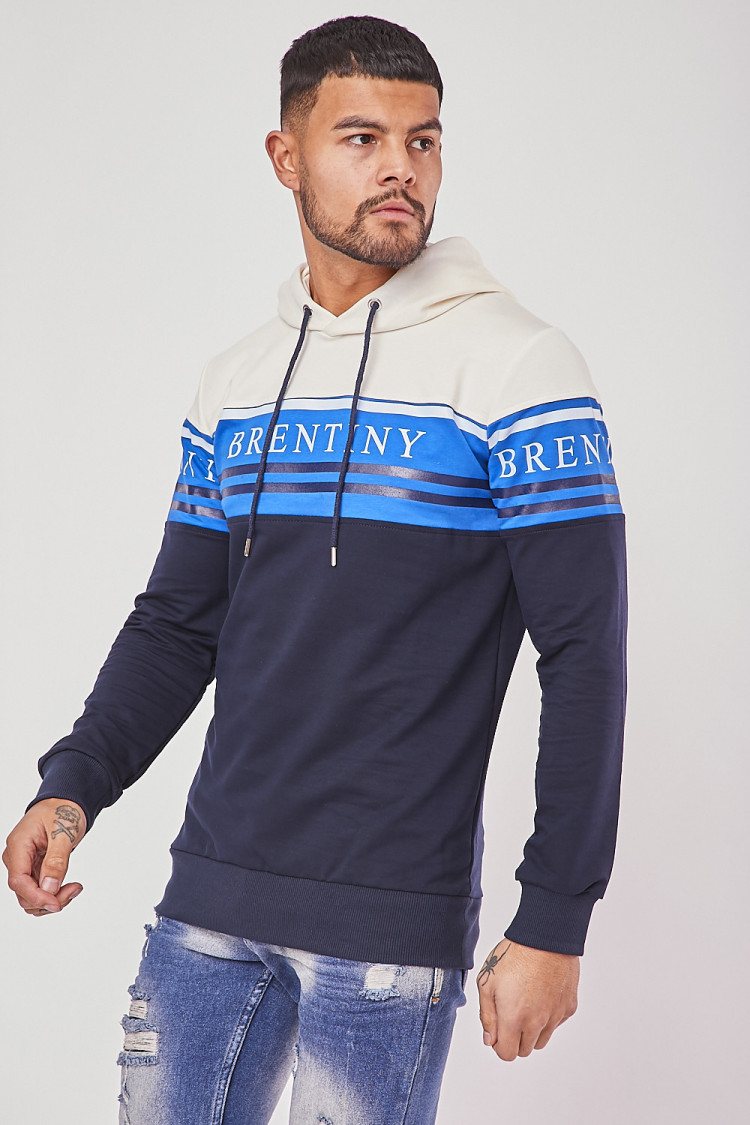 Sweat à capuche blanc et bleu BRENTINY PARIS