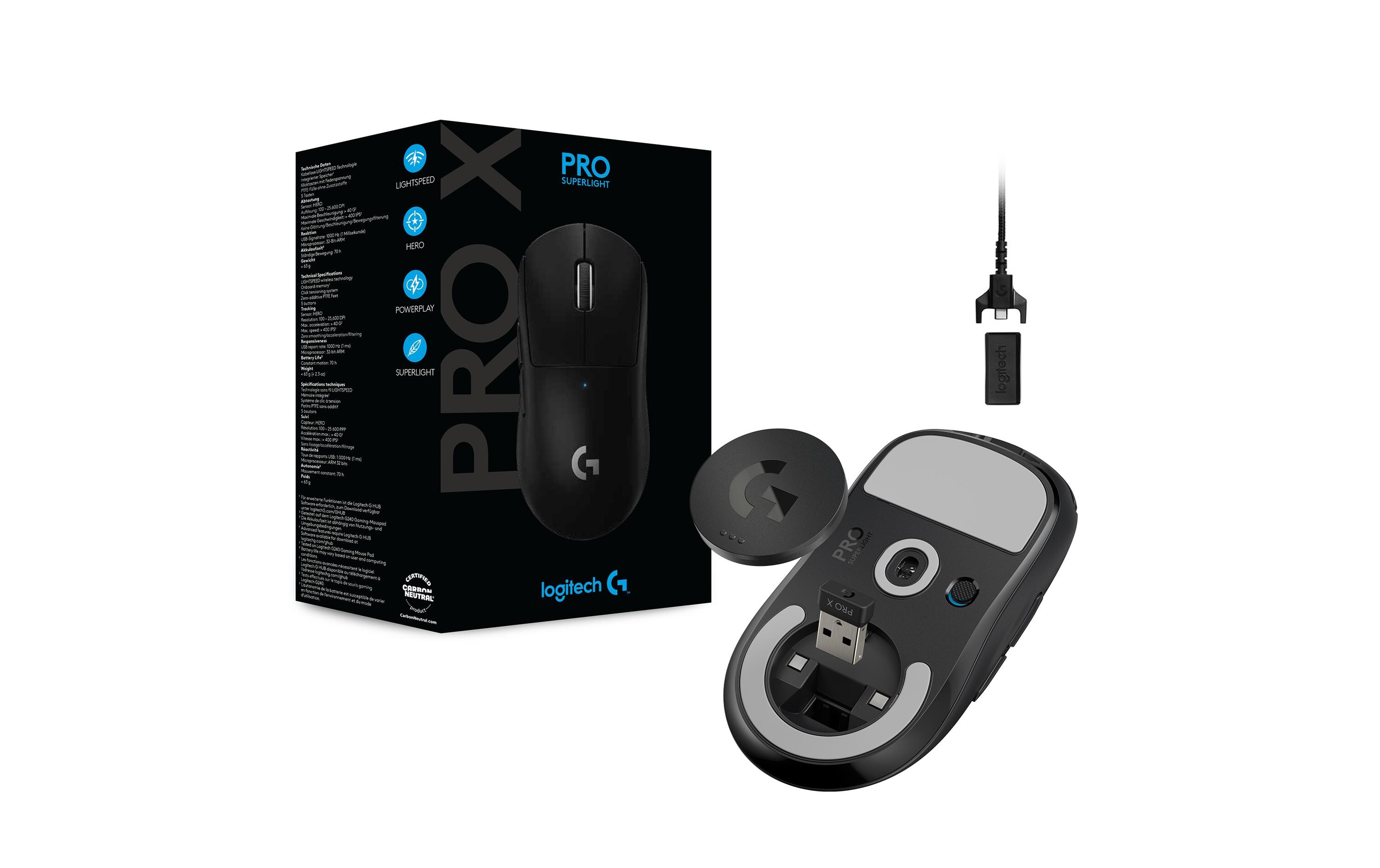 Gaming-Maus Pro X Superlight SchwarzExtrem leichte Gaming-Maus mit leistungsvoller Performance