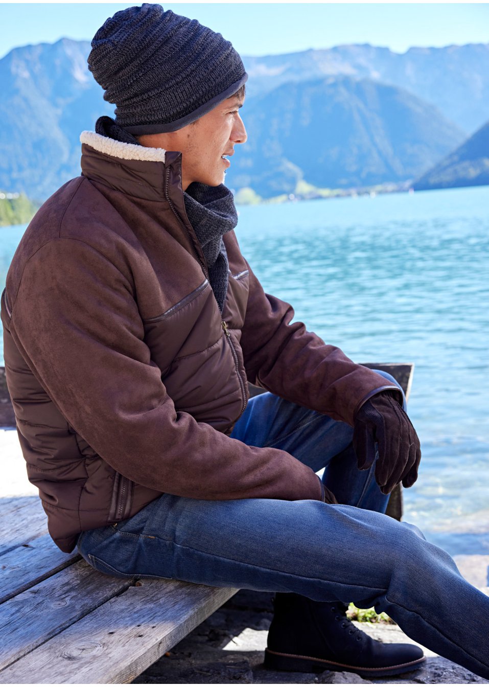 Veste d'hiver en mélange de matière avec polyester recyclé