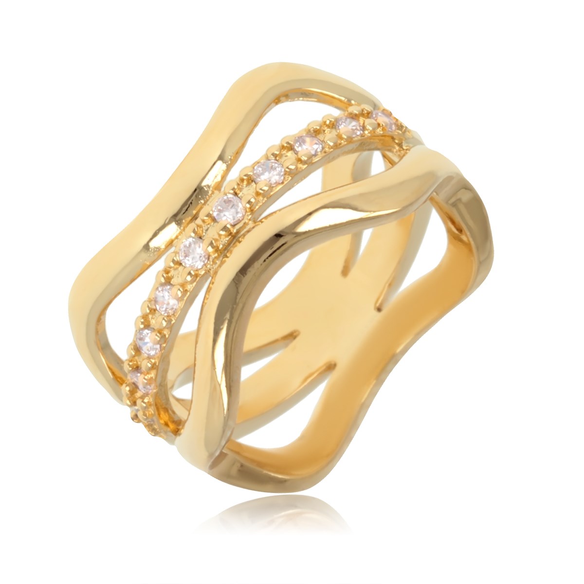 Bague plaqué or rang cubic zirconia