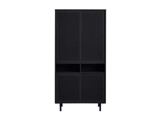 Kiso - Vaisselier 4 portes, 2 niches en métal H180cm - Noir