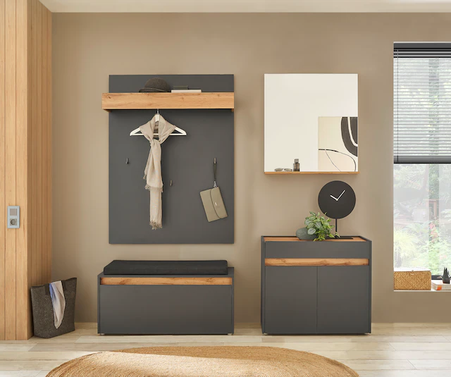 INOSIGN Polsterbank »GiRON/CiTY, Garderobenbank mit Klappe, Sitzbank in vier Farben« 2 Stk. tlg. viel Stauraum, Platz für ca. 8 Paar Schuhe, 100 cm breit