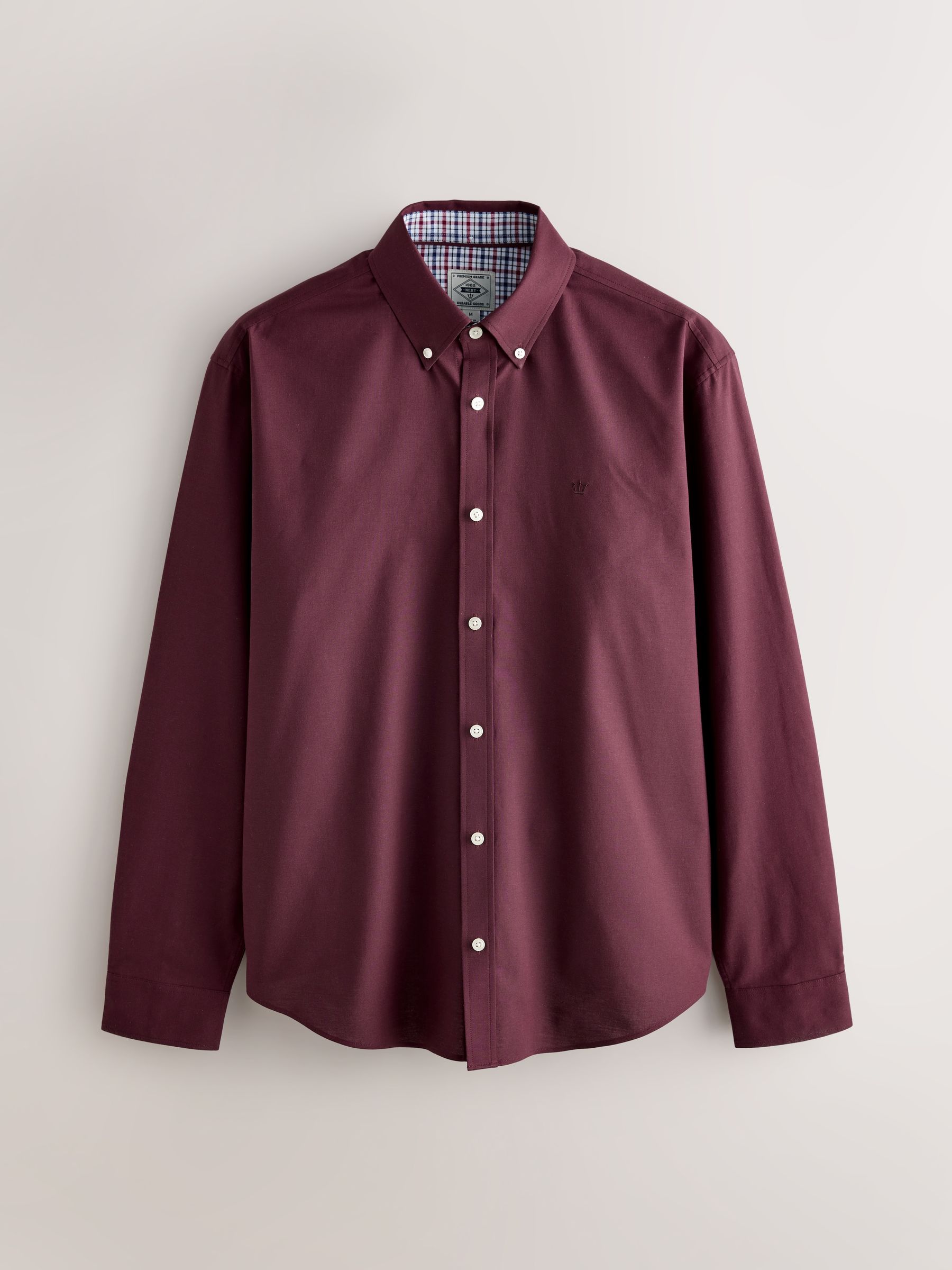 Bordeauxrood - Oxford-stretchoverhemd met lange mouwen