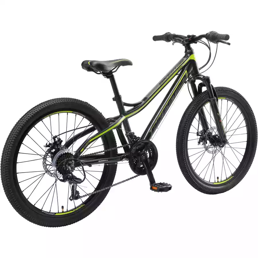 Bikestar Kinderrad 24 Zoll Alu MTB schwarz, grün