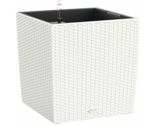 Lechuza Cube Cottage plantenbak, kunststof, 40x40x44 cm, wit, inclusief zelfbewateringssysteem