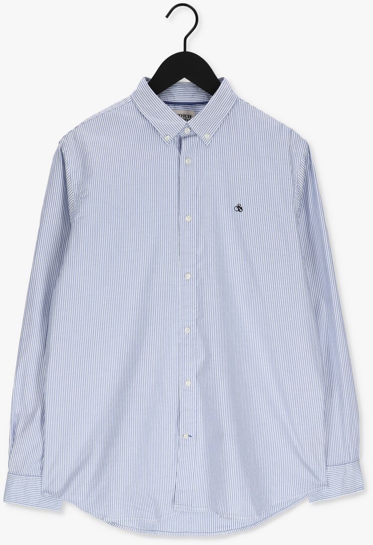 SCOTCH & SODA blauw/wit gestreepte scotch & soda casual overhemd regular fit shirt