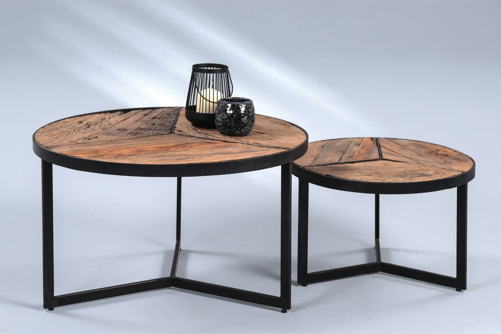 Couchtisch rund SINGAPUR 2er Set braunschwarz