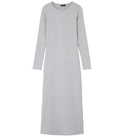 LMTD Kleid l/ä - Rib - NlfLunne - Light Grey Melange