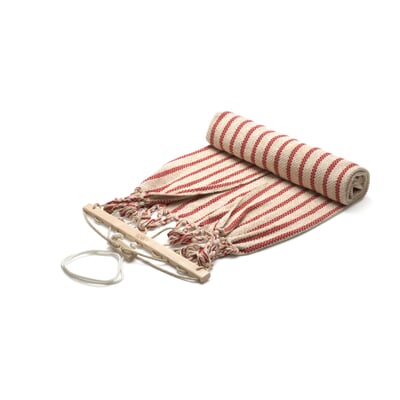 Einzelhängematte Baumwolle, Beige/Rot