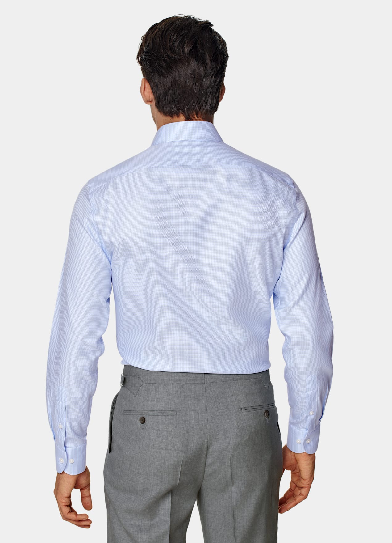Chemise coupe ajustée en twill bleu clair pied-de-poule