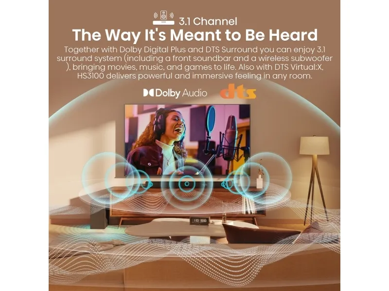 Hisense HS3100 - Lydbarsystem - til TV - 3.1.kanal - trådløs - Bluetooth