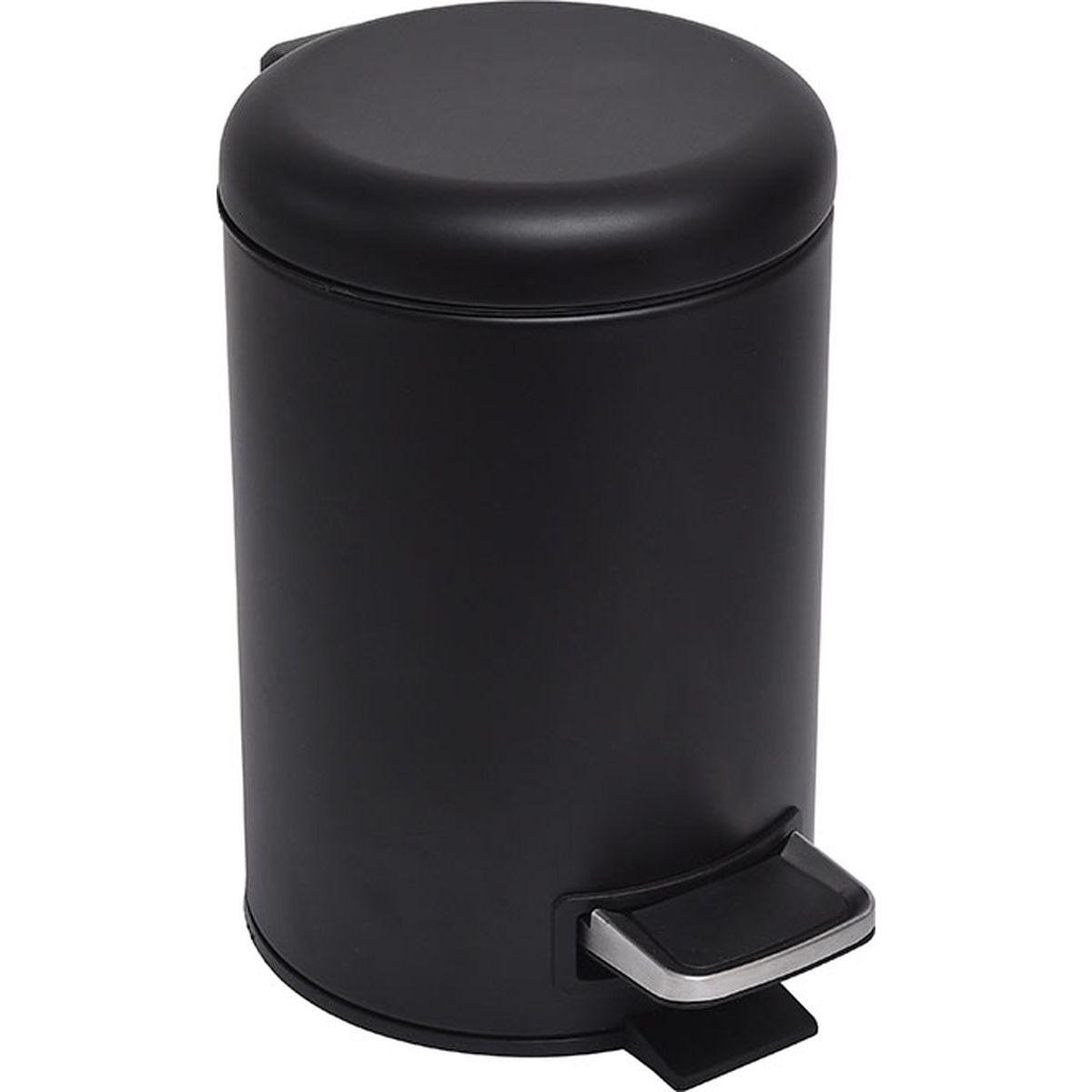 POUBELLE METAL 3L FREIN DE CHUTE NOIR MAT