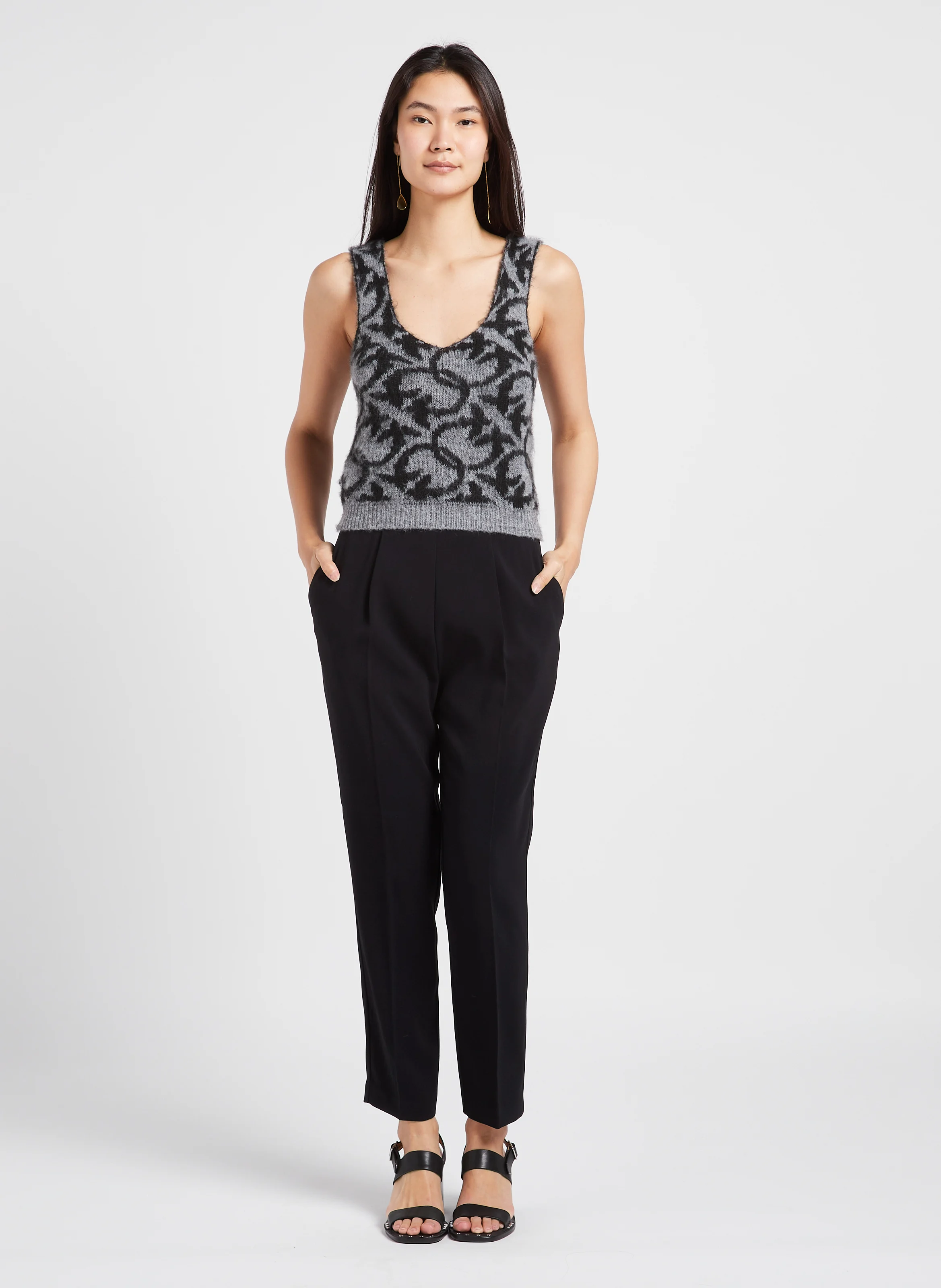 MUCCA - Top jacquard col v | Gris