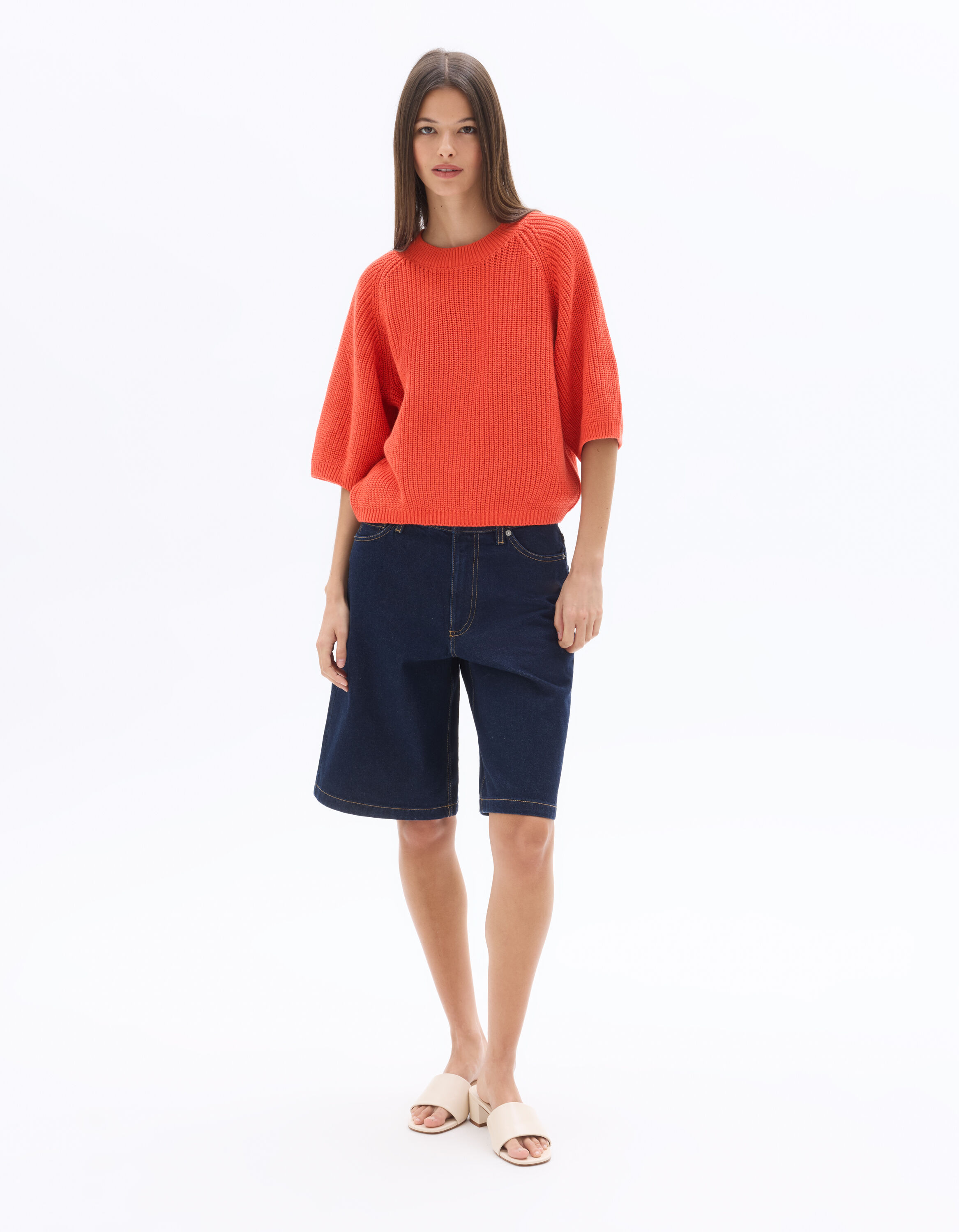 Pull oversize manches 3/4 - rouge