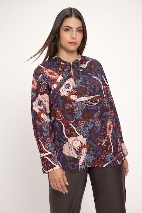 Schluppen-Bluse, Paisley, Stehkragen, Langarm
