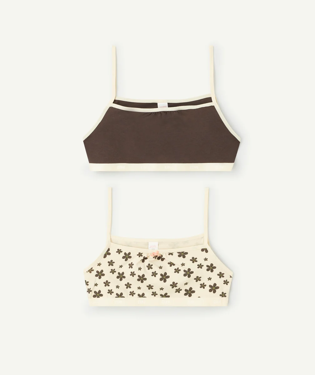 DIMLOT DE 2 BRASSIÈRES POCKETS RÉGLISSE ET IMPRIMÉ FLEURS