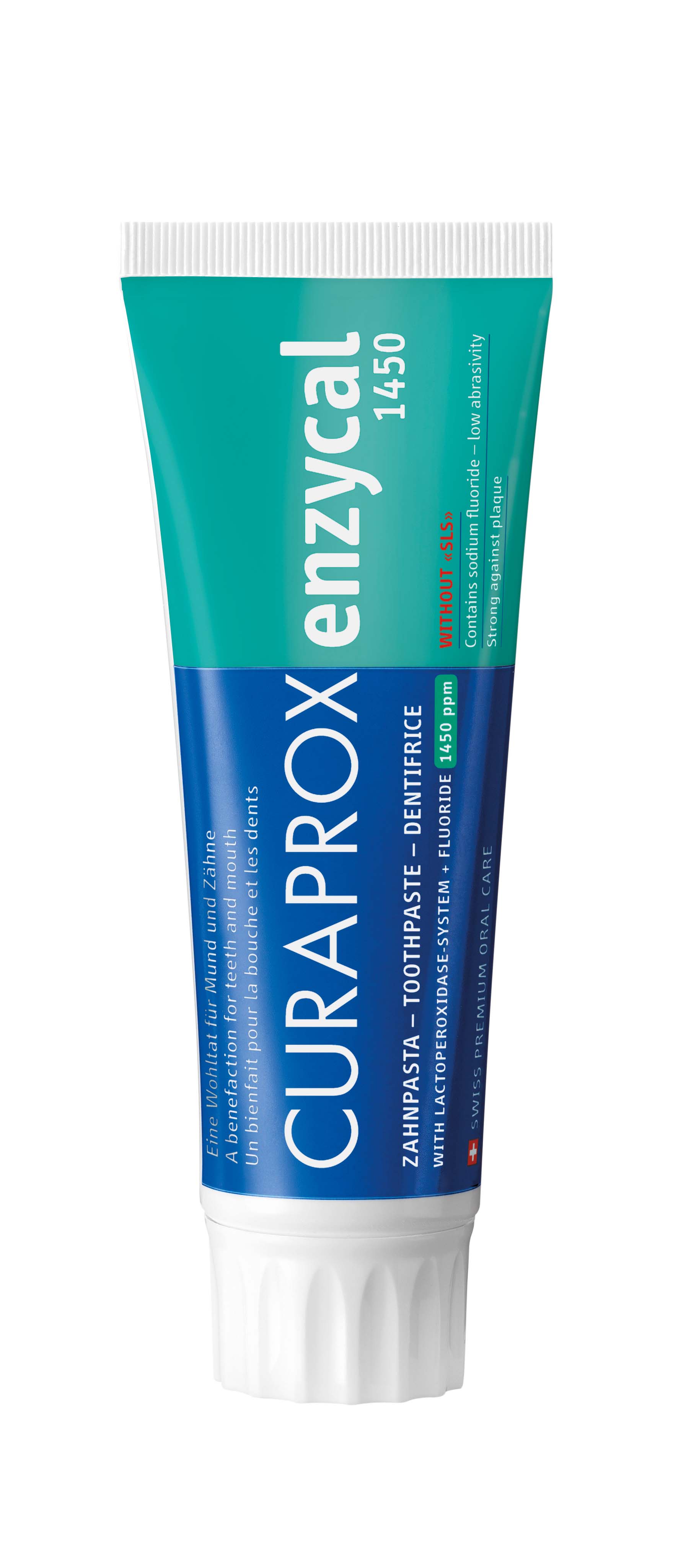 CURAPROX Enzycal 1450 Zahnpasta<br>75 ml, deutsch/französisch/englisch