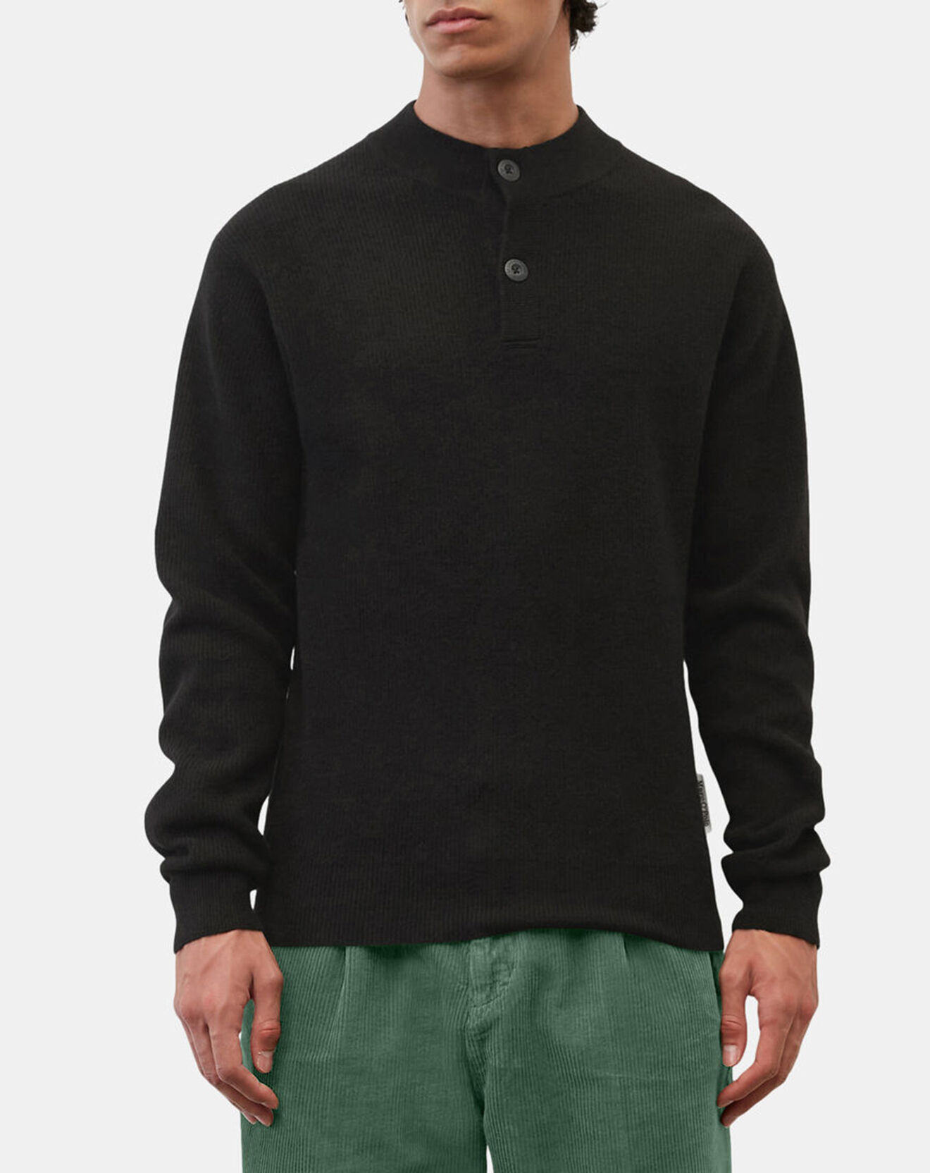 Marc O'Polo Pull en Laine & Coton à boutons noir