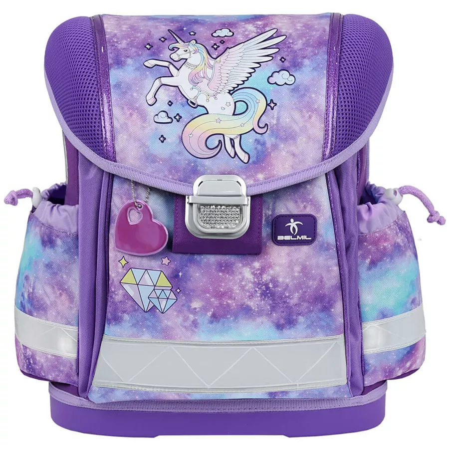 Belmil Schulranzen Classy Schulranzen Set 5-teilig mit Brustgurt Diamond Unicorn