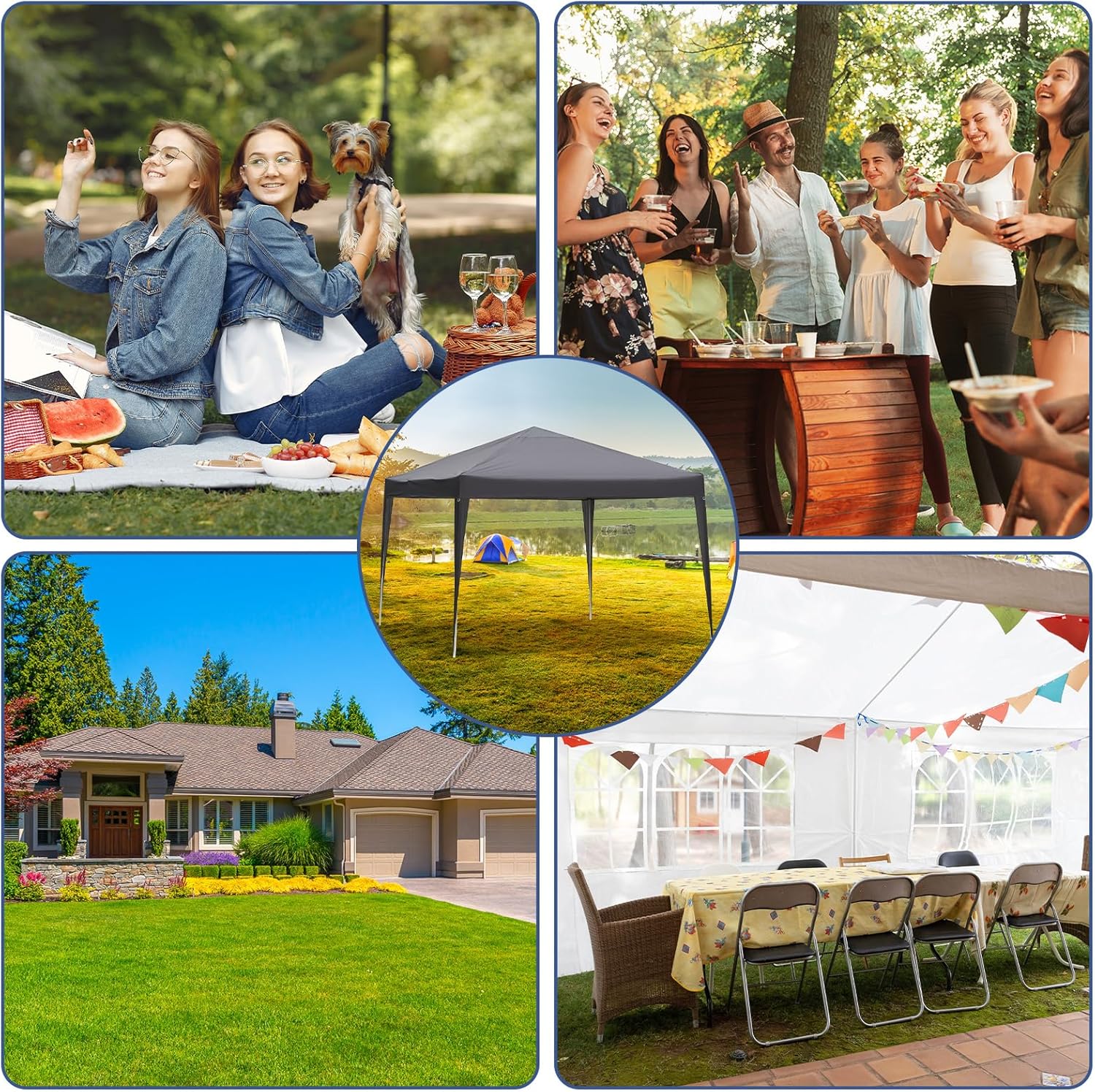 Pavillon 3x3m Pop-Up Faltpavillon,Wasserdicht Winterfest,Höhenverstellbar,Belüftungssystem,Stahlgestell UV-Schutz 50+,mit 4 Seitenwänden & 4 Sandsäcken,Für Garten,Camping,Party (Anthrazit)