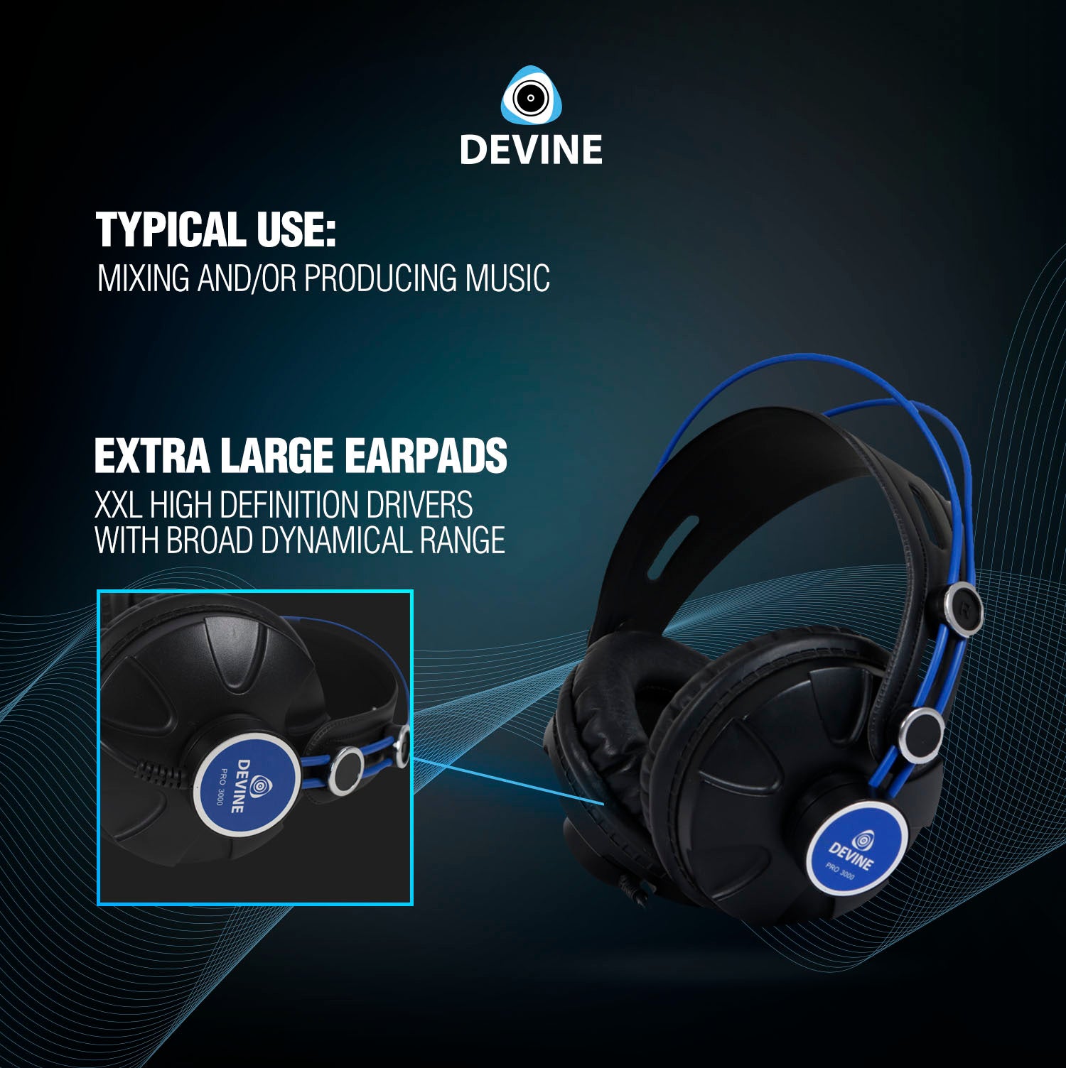 Devine PRO 3000 studio hoofdtelefoon